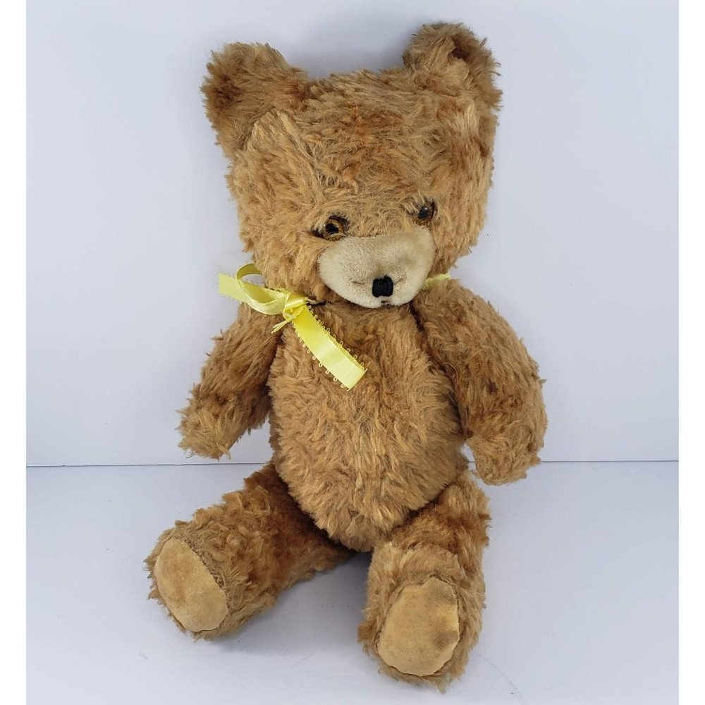 Vintage Knickerbocker Old Fashioned Jointed Teddy Bear Plush Stuffed Animal